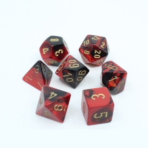 Gemini Black Red Gold - Polyhedral Rollespils Terning Sæt - Chessex